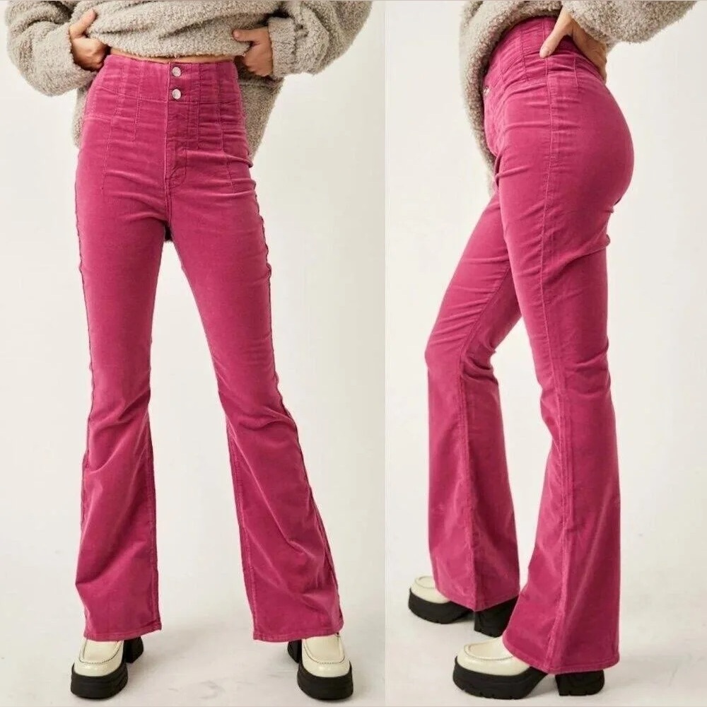 We The Free Free People Jayde Cord Flare High Waist Jeans In 28
